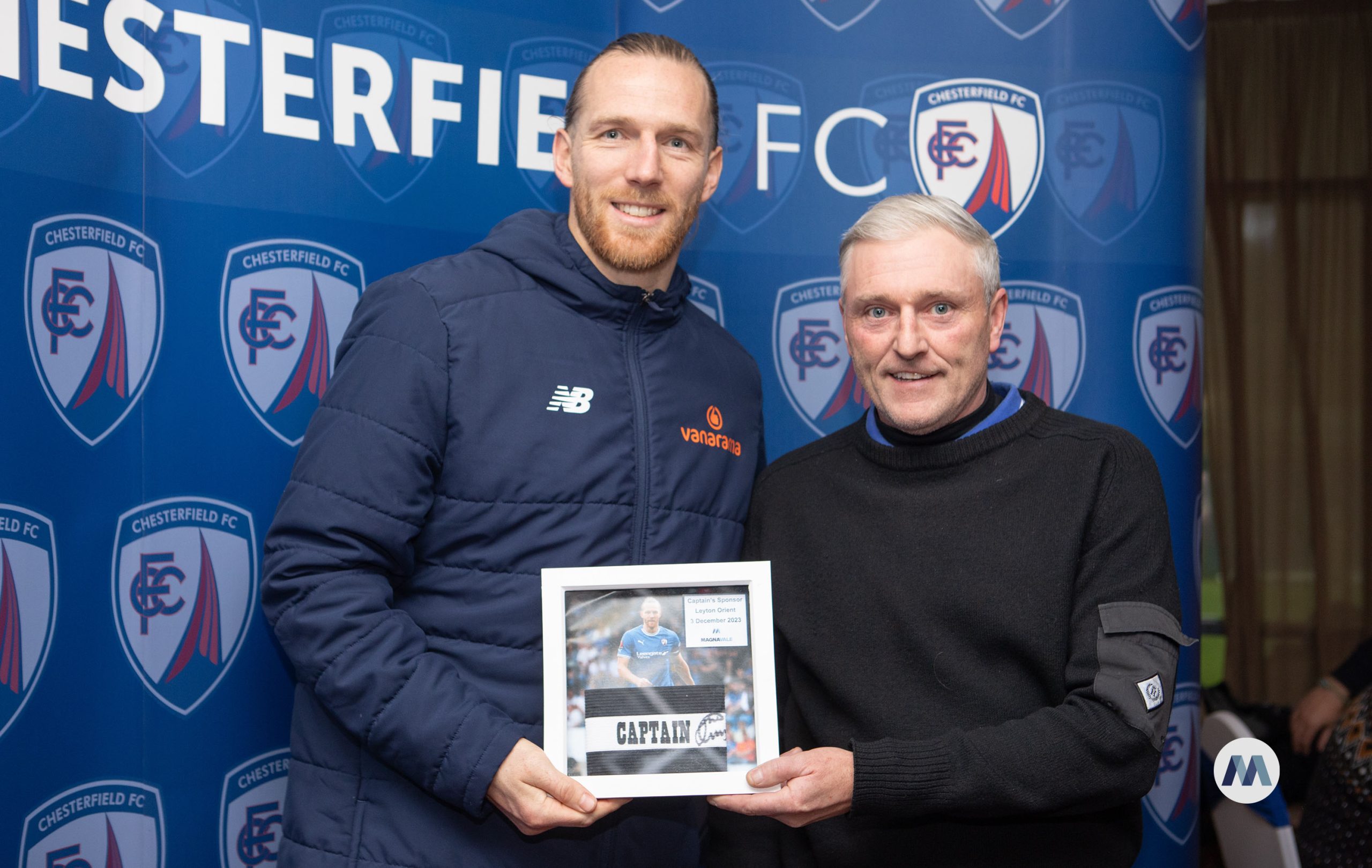 Magnavale Chesterfield Site Manager, Mark Bexton with Chesterfield FC Player